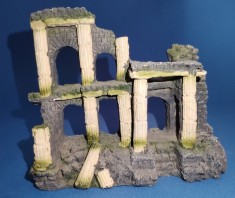 Ruina coloane si arcade rasina personalizare acvariu ruine postamentul prezinta o mica portiune lipsa greu de remarcat 11 cm h m8a