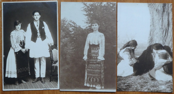 3 carti postale interbelice , costume populare romanesti , 2