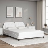 VidaXL Cadru de pat cu tăblie, alb, 160x200 cm, piele ecologică