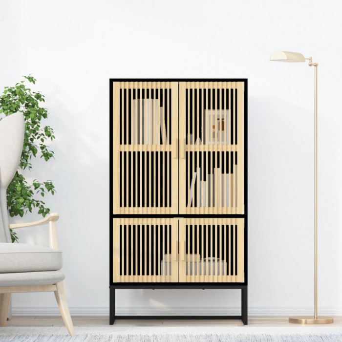 Dulap &icirc;nalt, negru, 70x35x125 cm, lemn prelucrat