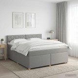 Cumpara ieftin Pat boxspring cu saltea Gri deschis 160 x 200 cm Tesatura