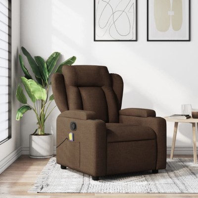 vidaXL Fotoliu de masaj rabatabil, maro, material textil 372419 foto