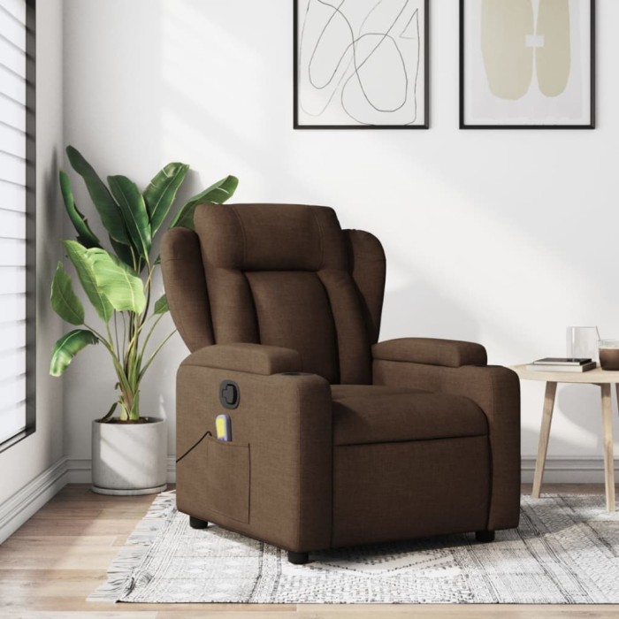 vidaXL Fotoliu de masaj rabatabil, maro, material textil 372419