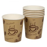 Set Pahare Carton, Coffee, Capacitate 160ml, 40 Bucăți, Bej, Model Cafea și Boabe, Oem