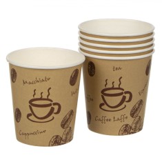 Set Pahare Carton, Coffee, Capacitate 160ml, 40 Bucăți, Bej, Model Cafea și Boabe