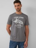 s.Oliver Tricou barbati cu decolteu la baza gatului, imprimeu text, Regular fit, Gri, M