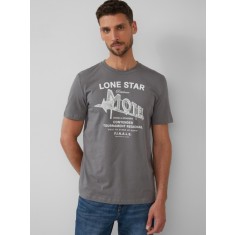 s.Oliver Tricou barbati cu decolteu la baza gatului, imprimeu text, Regular fit, Gri, M