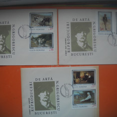 HOPCT PLIC FDC 2737 SET 3 PLICURI NICOLAE GRIGORESCU 1977 -ROMANIA