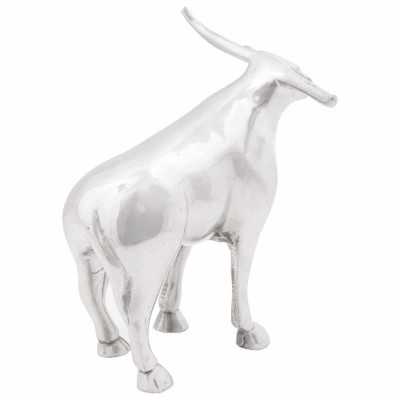 vidaXL Sculptură taur, argintiu, 20x17x23 cm, aluminiu foto