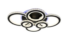 Lustra LED 238W, 6 cercuri diamante, negru + crom, telecomanda, 4320lm, lumina calda/rece + RGB
