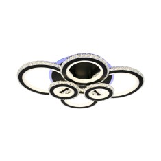 Lustra LED 238W, 6 cercuri diamante, negru + crom, telecomanda, 4320lm, lumina calda/rece + RGB