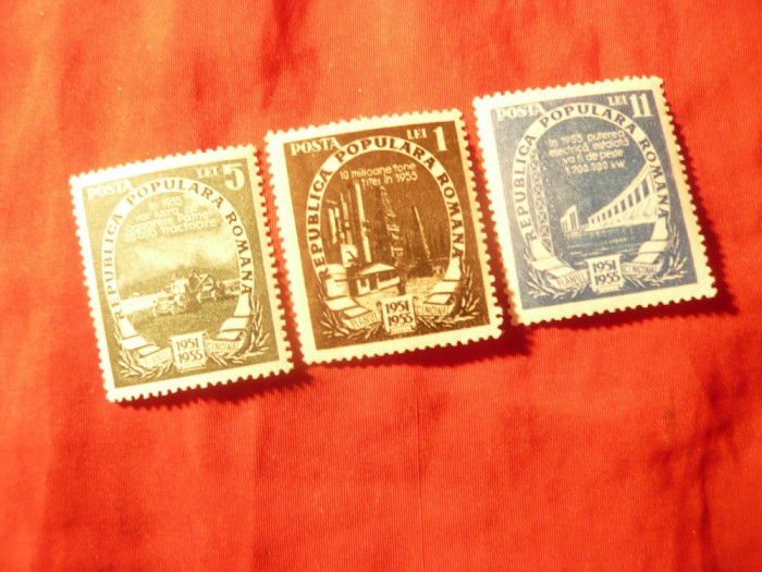 3 Timbre Romania RPR Cincinalul 1951-1955