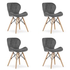 Set 4 scaune stil scandinav, Artool, Lago Velvet, catifea, lemn, gri, 47x36x73.5 cm GartenVIP DiyLine