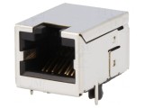 Soclu RJ45 Cat6 Ecranat pentru PCB THT