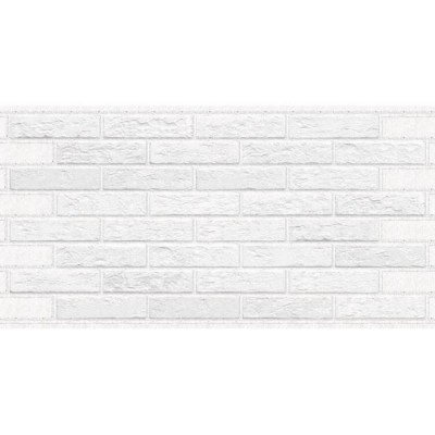 Panou decorativ, PVC, model caramida 3D, alb striat, 96x48.5cm foto
