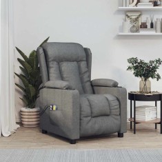 vidaXL Fotoliu de masaj electric rabatabil, gri &amp;icirc;nchis, textil foto