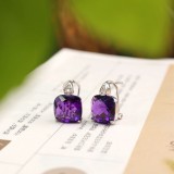 Cercei Argint 925 cu Ametist Violet Fatetat si Zirconiu | Inchidere Englezesc | atcom | 1.8 cm