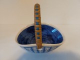 Cosulet ceramic, pictat manual, maner din material natural, vintage