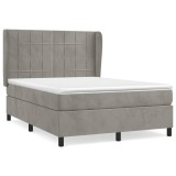 Cumpara ieftin Pat box spring cu saltea, gri deschis, 140x200 cm, catifea