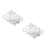 Cumpara ieftin Set 4 Oglinzi Decorative Hexagonale Fagure, 16x32cm, Acril, Autocolante, Montare Usoara, Living, Dormitor, Baie, Birou, Oem