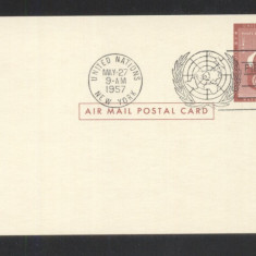 UN New York 1957 Airmail definitives Mi.59 Postcard unused FDC UN.256