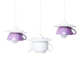 Cumpara ieftin Lustra &bdquo;Tea time&rdquo; crazy teapot white &amp; purple, ceainic + cesti