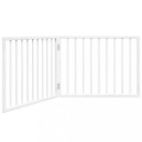 Cumpara ieftin Poarta de acces pentru caini pliabila, 2 panouri, alba, 160 cm, lemn de plop