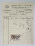 14.CHITANTA ELIBERATA FAMILIILOR DOCTORULUI CONSTANTIN DANIEL SI ANTON CARP , DE HOTELUL &#039; TRIANON PALACE &#039; DIN PARIS , 1932