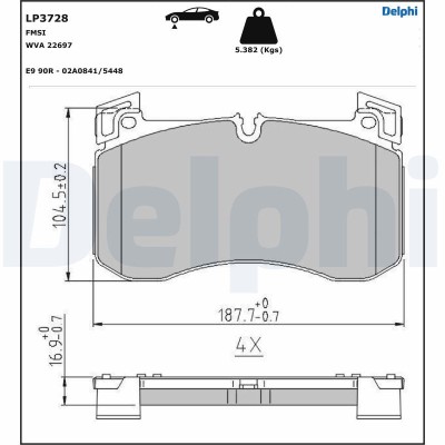 DELPHI LP3728 set placute frana,frana disc foto