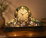 Superb ceas de șemineu,birou cu veioza tip Tiffany mecanism ceas Quartz,piesa deosebita