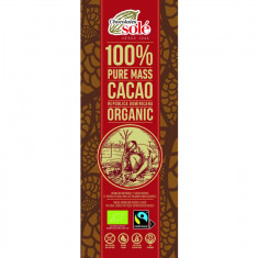 Ciocolata neagra bio și fairtrade 100% cacao, 25g Chocolates Sole