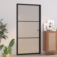 Gossi usa de interior, 102,5x201,5 cm, negru, sticla mata si aluminiu
