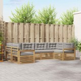 vidaXL Set de canapele de exterior cu pernă 6 pcs Alb și gri deschis 3391031