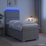 Cumpara ieftin Pat cu arcuri LED si saltea Gri deschis 80 x 200 cm Tesatura