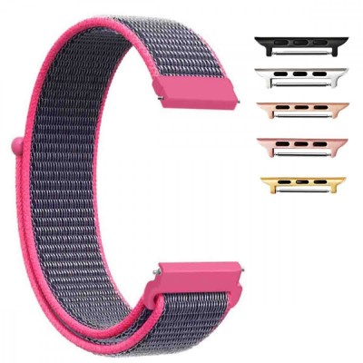 Curea textila compatibila cu Apple Watch 10, 46mm, Barn Pink foto
