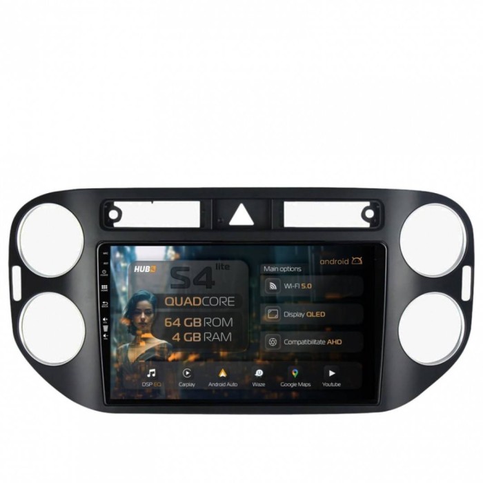 Navigatie Volkswagen Tiguan (2008-2010) 4GB RAM Android 13 Quadcore DSP GPS Wi-FI Carplay Android Auto USB Waze 9 inch