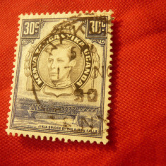 Timbru Kenia Uganda Tanganika 1938 Rege George VI ,val.30C stampilat