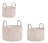 Cumpara ieftin Set 3 cosuri textil alb maro 24x14 cm, 27x16 cm, 30x18 cm