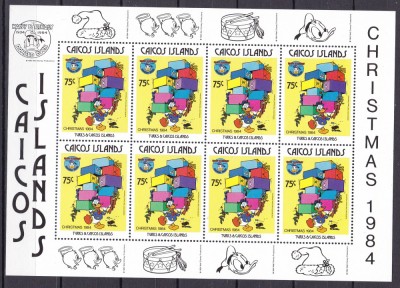Caicos 1984 Disney Craciun MI 56-60 + bl.7 + kleib. MNH 2 poze foto