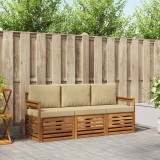 vidaXL Seturi de canapele 3 pcs Natural și Bej Lemn Solid de Acacia 3374278