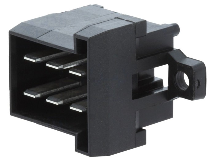 Conector dreptunghiular THT, 6 pini