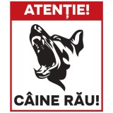 Indicator atentionare caine rau Sun Prints, PVC, dreptunghiular, 16 x 19 cm