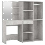 Cumpara ieftin Masa toaleta cu LED/2 dulapuri, gri concret, lemn prelucrat