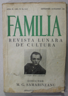 FAMILIA , REVISTA LUNARA DE CULTURA , SERIA III , ANUL VI , No. 8-9 , 1939 foto