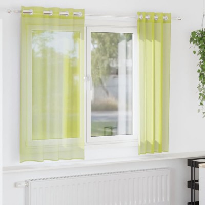 vidaXL Perdele Voile cu Oelii 2 buc Verde măr 140x175 cm 4102054 foto