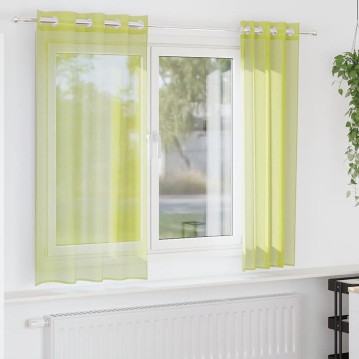 vidaXL Perdele Voile cu Oelii 2 buc Verde măr 140x175 cm 4102054