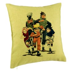 Perna Decorativa cu Naruto team, 40x40 cm, Verde, Husa Detasabila, Burduf foto