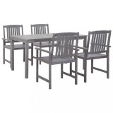 vidaXL Set mobilier de exterior, 5 piese, gri, lemn masiv de acacia 45940