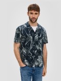 Cumpara ieftin Camasa barbati cu maneca scurta, imprimeu floral si croiala Resort fit, Bleumarin inchis, S