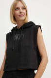 Dkny bluza femei, culoarea negru, cu glugă, cu imprimeu, DP4T9673